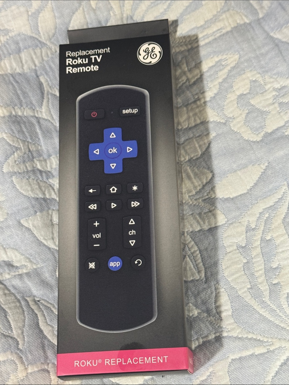 GE Replacement Roku TV Remote - Black with Blue Buttons